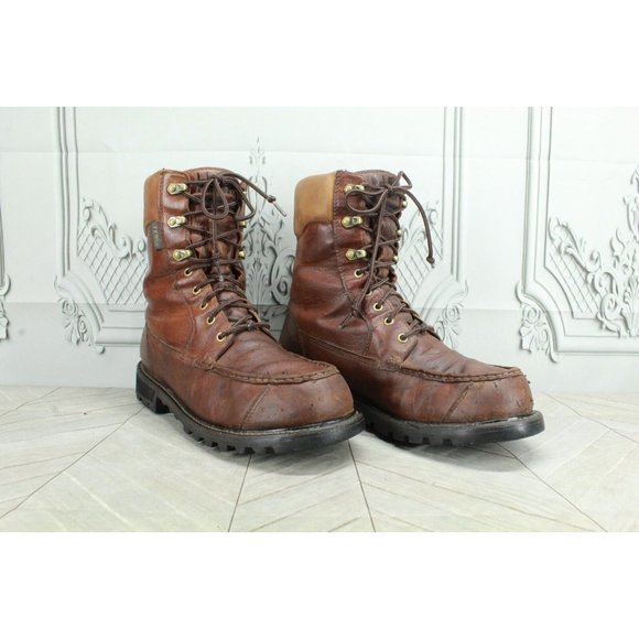 LL Bean Kangaroo Brown Leather Vibram Mid Upland Hunting Boots Size 11 M - Picture 3 of 9